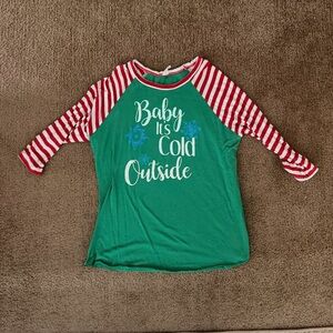 Green and Red Long Sleeve Tee